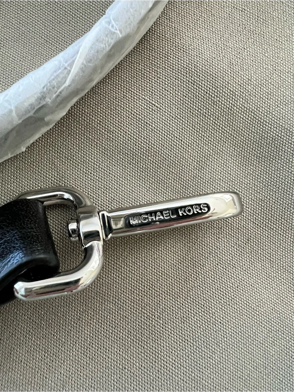 Michael Kors Black Leather Shoulder Strap with Silver Hardware NEW - Picture 3 of 5